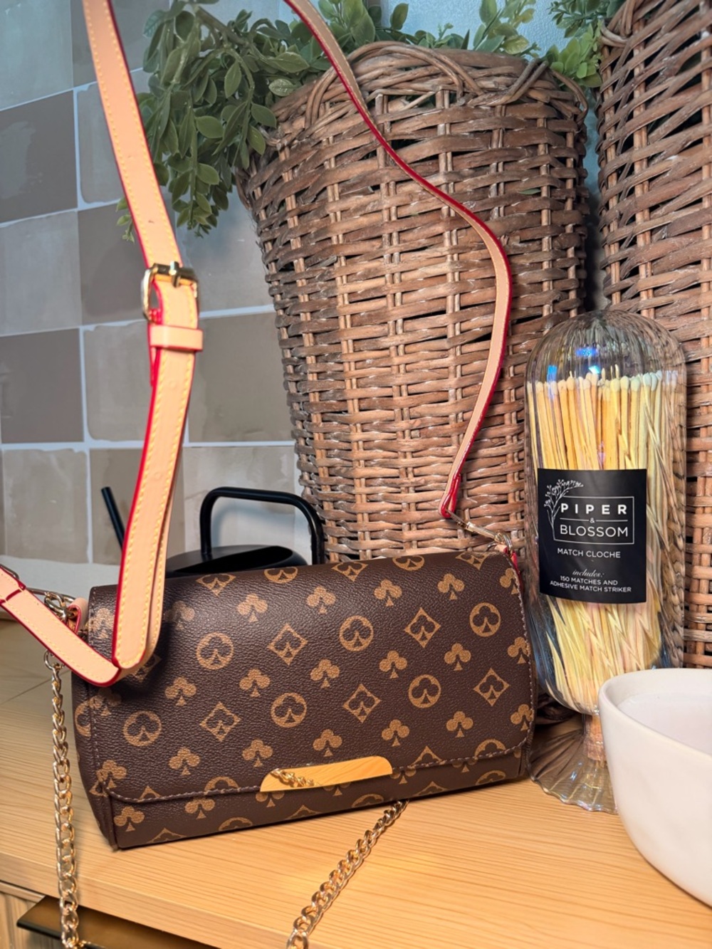 Brown Monogram Crossbody Shoulder Bag